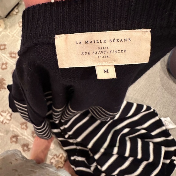 Sezane Evelyn Dress Navy / Ecru - Size M - Picture 10 of 11